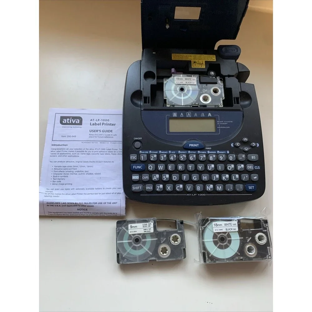 Ativa AT-LP 1000 Large 10 Character 2 Line LCD Display Label Printer & 3 Tapes